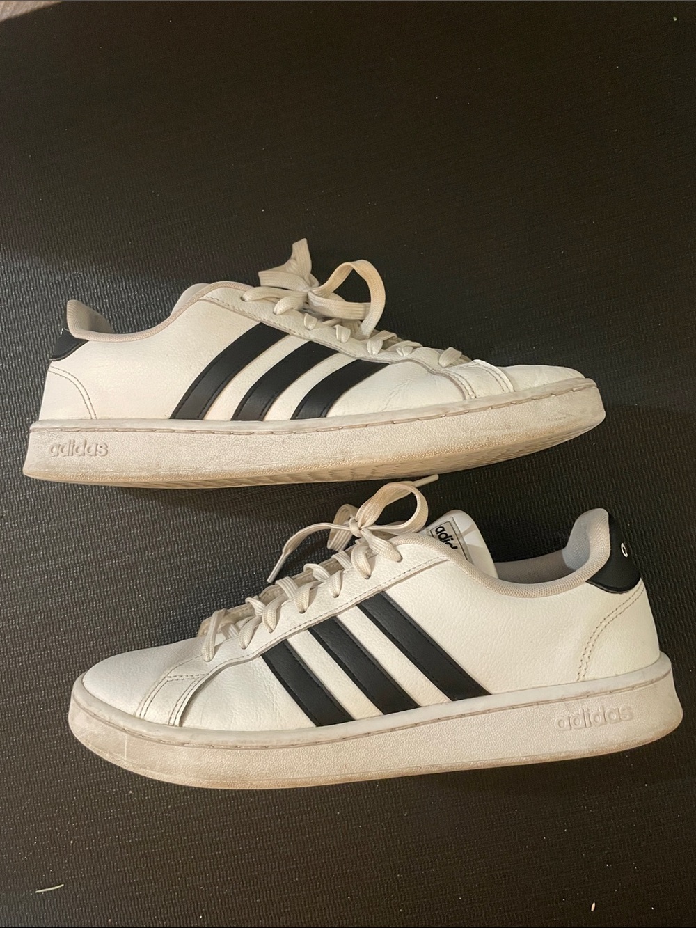 adidas White Sneakers with Black Three-Stripes